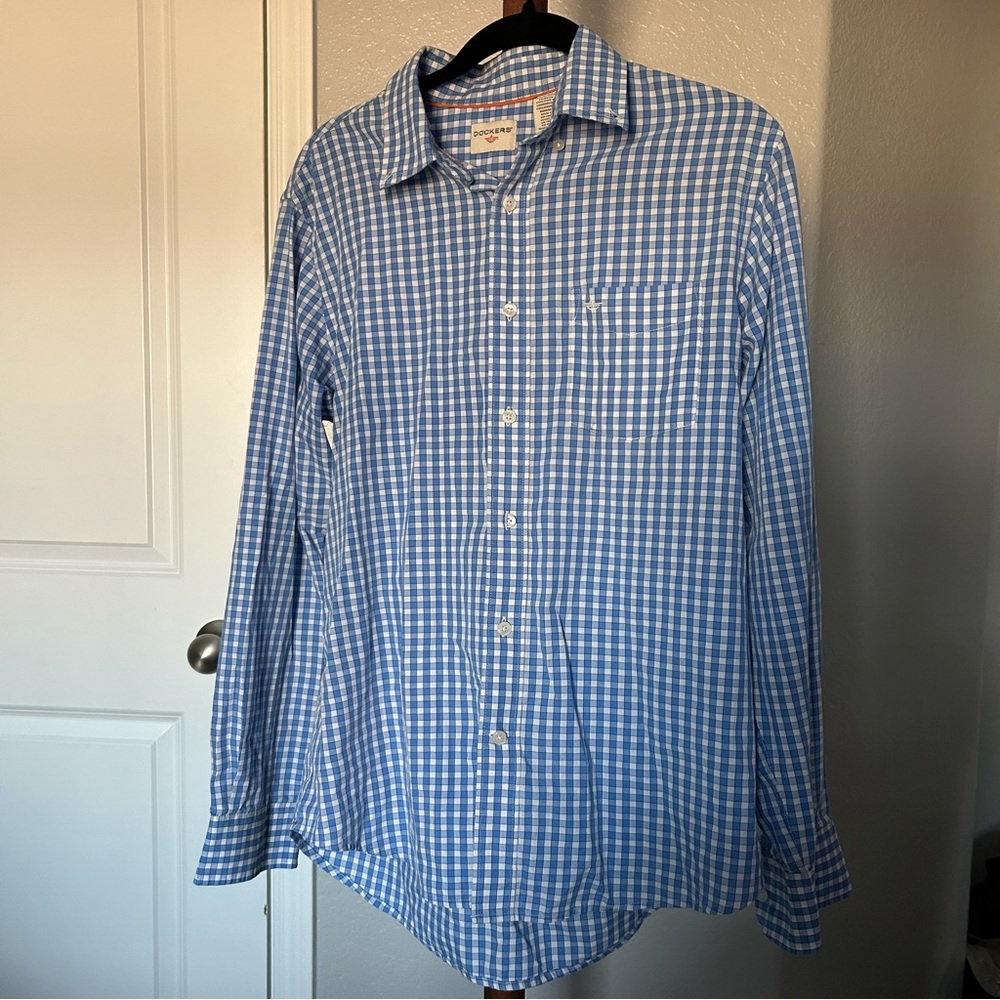 M Blue & White Dockers Button Up Long Sleeve Size M |A73 - Picture 5 of 8